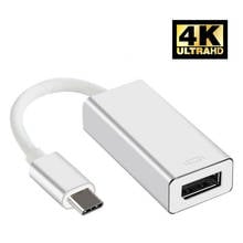 Usb3.1 tipo c para displayport dp cabo conversor 4k * 2k 30hz macho para fêmea adaptador de alumínio para macbook ar 12 adaptador cabo 2024 - compre barato