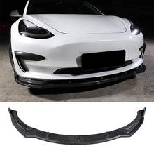 El labio delantero para 2016-2020, Tesla modelo 3 ABS pintado de fibra de carbono de alerón de parachoques delantero-3 uds 2024 - compra barato