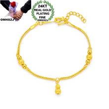 OMHXZJ BA135 Wholesale European Fashion Hot Fine Woman Girl Party Birthday Wedding Gift Calabash Beads 24KT Gold Bracelet Bangle 2024 - buy cheap