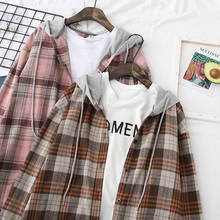 Casual Plaid Hoodies Women Blouses Autumn New Fashion Long Sleeve Plus Size Oversized Shirt Ladies BF Long sleeve Looss Outwear 2024 - buy cheap
