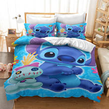 Disney-juego de ropa de cama para niños y niñas, funda de edredón con estampado de dibujos animados de stitch, 2/3/4 Uds. 2024 - compra barato