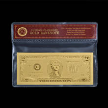 WR America-billetes de dinero falsos chapados en oro de 2 dólares, con marco de plástico, utillaje de EE. UU., regalo personalizado 2024 - compra barato