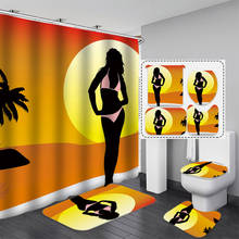 Cortina de ducha con ganchos, parte de playa, Bikini, impermeable, estampado colorido, tela de poliéster, decoración de baño, cortinas de baño 2024 - compra barato