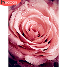 HUACAN Diamond Painting Flower Diamond Embroidery Mosaic Pink Rose Rhinestones Picture Decoration For Home 2024 - buy cheap