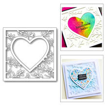 2020 New Valentine Rectangle and Heart Frame Background Metal Cutting Dies For Scrapbooking Greeting Card Paper Making no stamps 2024 - buy cheap