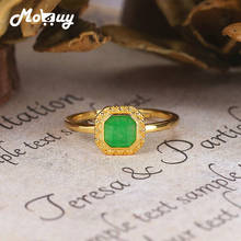 MoBuy Luxury Vintage Dyed Green Jade Female Ring 925 Silver 14K Gold Plated Fine Jewelry Mother Gift MBRI132 2024 - buy cheap