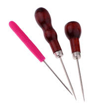 3pieces Wood/Plastic Handle Leather Craft Stitching Awl Sewing Leather Tool 2024 - buy cheap