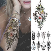 Водостойкая Временная тату-наклейка, цветок, Череп, лес, волк, флэш-тату, сова, Будда, лиса, боди-арт, искусственная татуировка на руку для женщин и мужчин 2022 - купить недорого