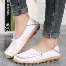 2021 Flats Shoes Women Genuine Leather Shoes Solid Color Flats For Ladies Comfy Soft Women Shoes Sewing Female Loafers Plus Size 2024 - buy cheap