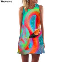 Vestido folgado de flamingo 3d, vestido casual de verão para mulheres, solto, boho, estampa vintage, mini vestido de praia, sexy, sem mangas, túnica regata 2024 - compre barato