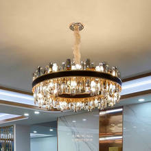 Luminária pendente moderna de luxo, lâmpada moderna para sala de estar, luminária pendente, redonda, de metal, k9, cristal, corrente de luz, lâmpada de suspensão 2024 - compre barato
