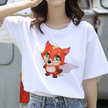 Cute Fox Print T-shirts women Short Sleeve Tees Tops Plus Casual O Neck Lady Leisure Fashion tshirt New Summer Tshirt 2024 - buy cheap