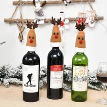 5PCS 14 x 6 cm Non-woven Fabric Wine Bottle Covers Christmas Reindeer Champagne Bottle Decoration Toppers for Holiday Table 2024 - buy cheap