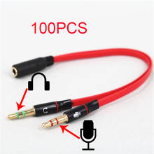 100pcs 3.5mm Stereo Audio 2 Male to 1 Female Headphone/Mic Y Splitter Cable 2024 - buy cheap