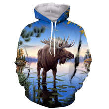 MOOSE 3D printed men women hooded hoodie sweatshirt fashion graphic hoodie casual streetwear pullover hoodie 2024 - buy cheap