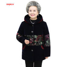 Chaqueta de algodón para mujer de mediana edad, abrigo cálido de terciopelo, personalizado, holgado, de talla grande, con capucha, W1375 2024 - compra barato