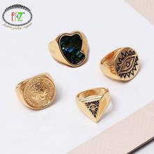 F.J4Z 2019 New Fashion Finger Ring for Women Gold Metal Coin Eye Triangle Rings Jewelry Girls Gifts anillos de mujeres Dropship 2024 - buy cheap