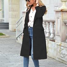 2020 Women Autumn Winter Buttons Pockets Long Sleeve Knee-length Coat Lapel Overcoat women clothing 2024 - buy cheap