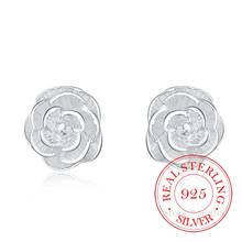 High Quality 925 Sterling Silver Women Jewelry Korean Silver Cute Rose Flower Stud Earrings for Women 2020 Wedding Party Gift 2024 - buy cheap