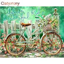 GATYZTORY DIY Painting by numbers Bicycle Flowers paint by numbers for adults wall stickers home decor living room 40x50cm photo 2024 - buy cheap
