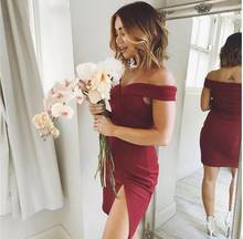 One World Off Shoulder Summer Ruffles Strapless Club Party Dresses Black Red Sexy Split Long Bodycon Dress 2024 - buy cheap