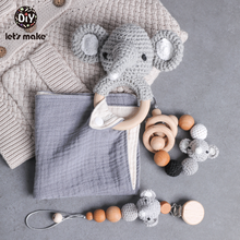 Let's Make 1Set Cotton Baby Bibs Elephant Rattle Teether Rodent Pacifier Chain Clips Bracelet Crochet Beads For Children Product 2024 - buy cheap