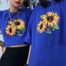 Cotton short-sleeved female 2021 summer Korean version of ins retro flower printing loose short bottoming shirt T-shirt top tide 2024 - buy cheap