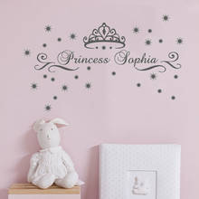 Decalque de parede para bebês feminino, adesivo de princesa com coroa e estrelas customizado para decoração de quarto de bebê hy867 2024 - compre barato