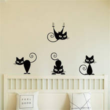 Venda quente diy família casa adesivos de parede preto bonito gatos adesivos de parede removível mural decalques vinil arte decoração do quarto gato decoração 2024 - compre barato