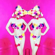 GOGO шоу сексуальный цветок бикини костюм DJ DS джаз танцевальные костюмы для ночных клубов бар сценический танец певица одежда 2024 - купить недорого