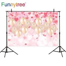 Funnytree photozone backdrop February 14 Valentine's Day background Gold balloon Love bokeh photography studio Photo photophone 2024 - buy cheap