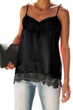 Regata de cetim preto/azul, camiseta feminina com alça espaguete, regata verão, damasco, camisola básica 2024 - compre barato