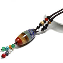 Good Luck 7 Chakras Necklace Buddha Beads Braided Rope Chain Natural Stone Geometric Cylindrical Fashion Reiki Jewelry for Women 2024 - buy cheap