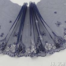 1 yarda de encaje bordado Floral azul oscuro, bata elegante, tela para, cortinas textiles para el hogar, accesorios de ropa DIY 2024 - compra barato