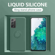 Liquid Silicone Case For Samsung Galaxy S20 FE S21 Ultra S10 Plus Soft Cover with Magnetic Metal Ring Stand 2024 - buy cheap