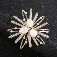 Shinning Luxury Zircon Pearls Flower Brooches and Pins for Women Fashion Brooch Jewelry Gifts Crystals Banquet Broches Pin 2024 - buy cheap