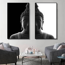 Традиционные декоративные картины в виде религиозного Будды, черно-белые художественные принты, Современный домашний декор для стен, Картина на холсте 2024 - купить недорого
