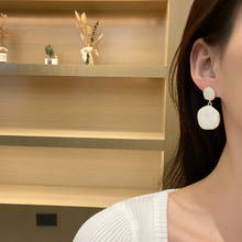 S925 needle Trendy Jewelry Drop Earrings Popular Style Metal Geometric With Enamel White Pink Earrings For Women Gifts 2024 - buy cheap