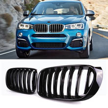 A Pair For BMW F25 F26 X3 X4 2014 2015 2016 2017 Bumper Gloss Matt Black 1 Line Slat Kidney Grill Front Bumper Racing Grill 2024 - buy cheap