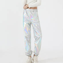 Pantalones de Hip Hop de cuero sintético para mujer, pantalón de cintura alta, elásticos, ajustados, con lazo en el tobillo 2024 - compra barato