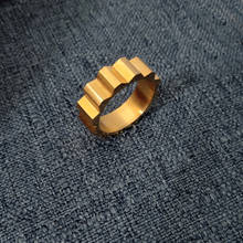 2020 new fashion chain ring exaggerated geometry Gold Black Male ring domineering gear chain ring jewelry for Men 2024 - buy cheap