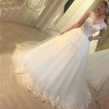 ANGELSBRIDEP v-образным вырезом Тюль бальное платье свадебное платье Vestido De Noiva сексуальное прозрачное нижнее белье лиф из бисера с длинным шлейфом официальные свадебные платья 2024 - купить недорого