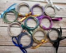 Conjunto de 5 unids/set de 5 unids/set de pulseras circulares geométricas para mujer, brazaletes de cristal brillante con lazo, mejor regalo de Navidad 2024 - compra barato