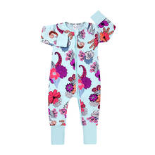 Roupas infantis para bebês recém-nascidos, macacão floral de manga longa para meninas, roupas com zíper para crianças pq210 2024 - compre barato