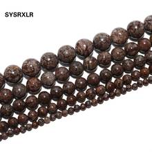 Free Shipping Natural Stone Coffee Snowflake Round Loose Beads For Jewelry Making Diy Bracelet Necklace Material 4/6/8/10/12 MM 2024 - buy cheap