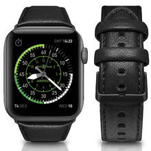 Для iwatch полос 44 мм 42 мм из натуральной кожи Замена pulseira для apple watch band 40 мм 38 мм серии 5 4 3 2 1 correa black 2024 - купить недорого