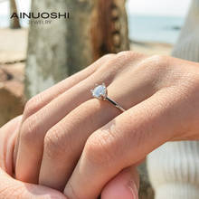 AINUOSHI-Anillo de plata de ley S925 de 0,5 CT, joyería de diamante de estilo clásico, anillo de moissanita, anillo de aniversario de fiesta de boda para mujer 2024 - compra barato