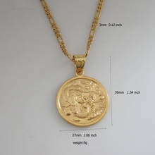 FoRomance / YELLOW GOLD GP 24" FIGARO OR 18" NECKLACE & CHINESE DRAGON PLAYING BEADS FORTUNE WEALTH LUCKYNESS SYMBOL PENDANT 2024 - buy cheap