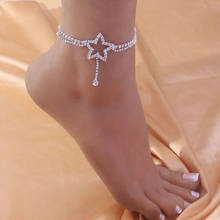 2021 Rhinestone Big Star Anklet Chain Bracelet for Women Summer Beach Bling Crystal Tassel Pendant Foot Leg Chain Anklet Jewelry 2024 - buy cheap