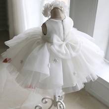 Newborn Baptism Dress For Baby Girl White First Birthday Party Wear 3D Flower Toddler Girl Christening Gown Wedding Vestidos 2024 - buy cheap